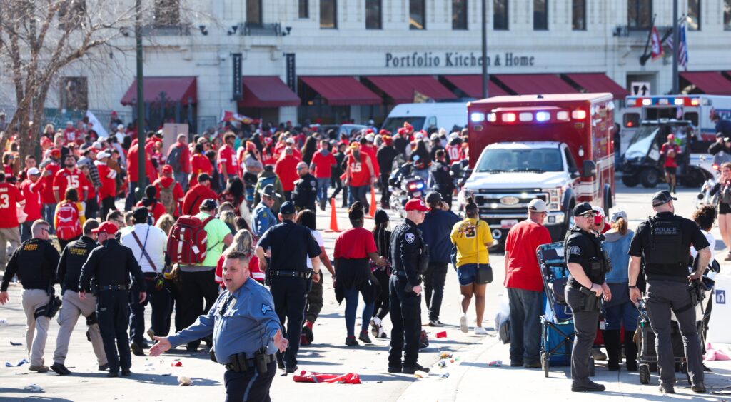 Chiefs parade with police and ambulance after shooting