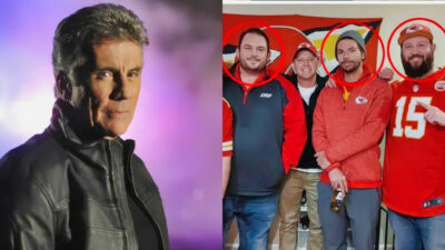 Photo of John Walsh in black jacket and photo of Chiefs fans who were found frozen to death