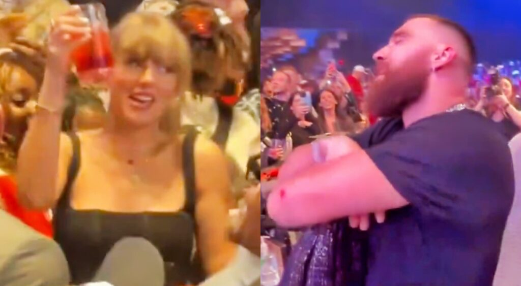 Taylor Swift and Travis Kelce partying in Vegas.