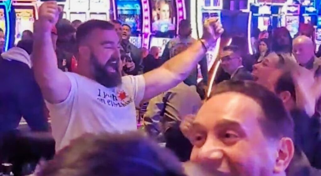 Jason Kelce cheering at Las Vegas casino