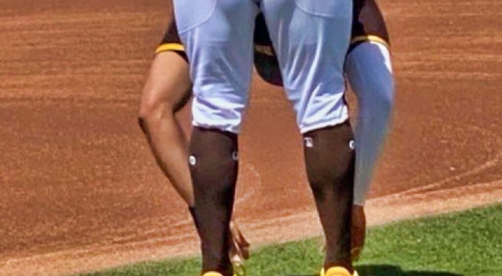 San Diego Padres player bending over
