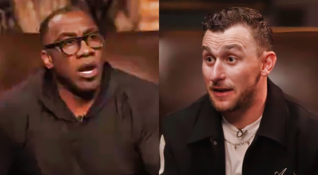 shannon sharpe and johnny manziel durng interview on podcast