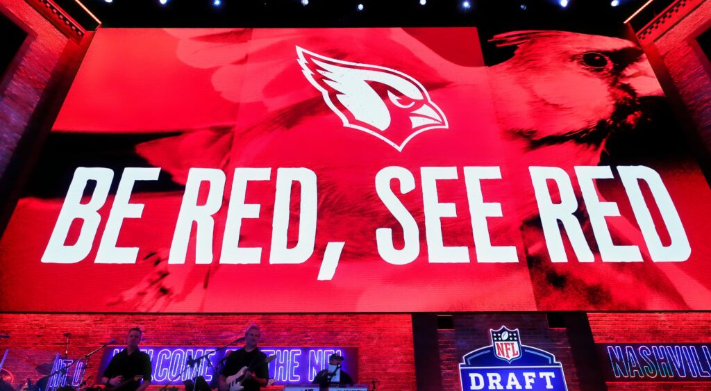 Arizona Cardinals logo shown on 2019 NFL Draft board.