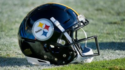 Steelers helmet on ground