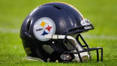 Steelers helmet on ground
