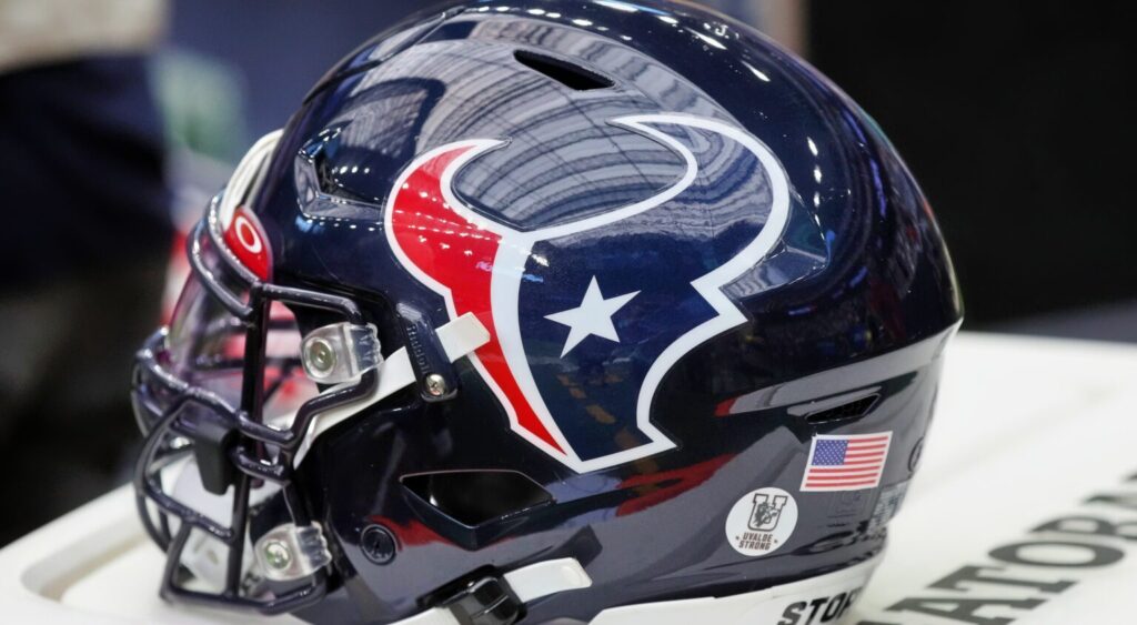Houston Texans helmet shown on field.