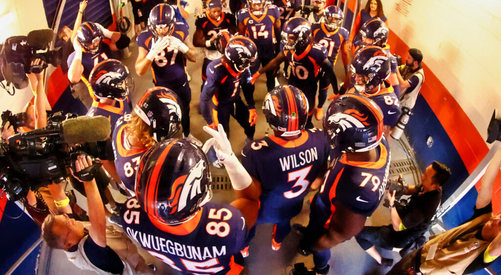 Broncos players in tunnel