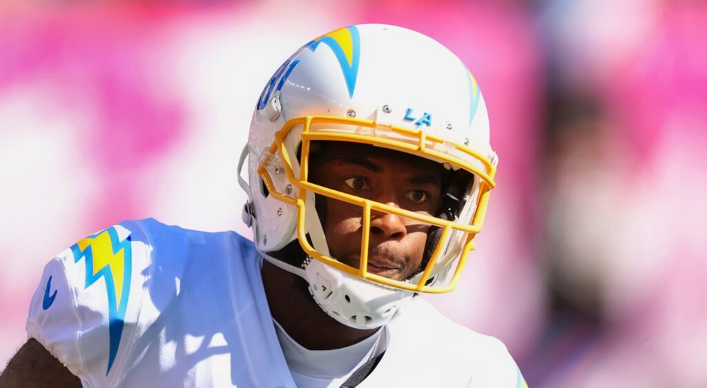 Mike Williams of Los Angeles Chargers looking on.