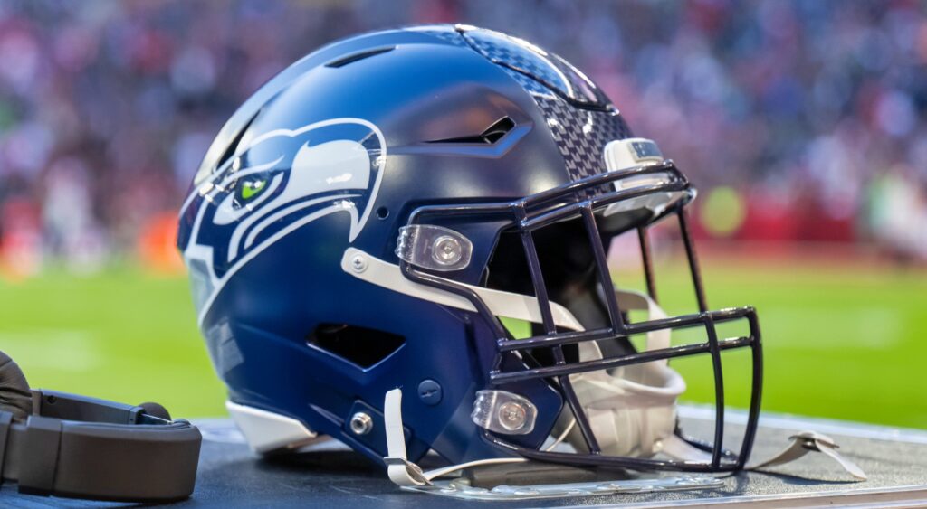 Seattle Seahawks helmet shown.