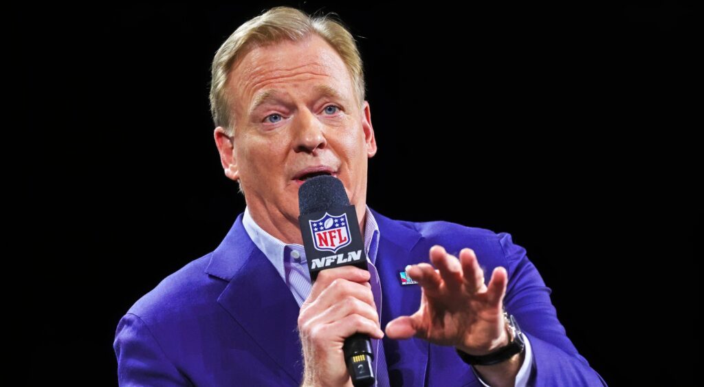 Roger Goodell speaks during a press conference. The NFL Commissioner recently announced a Wednesday Christmas game.