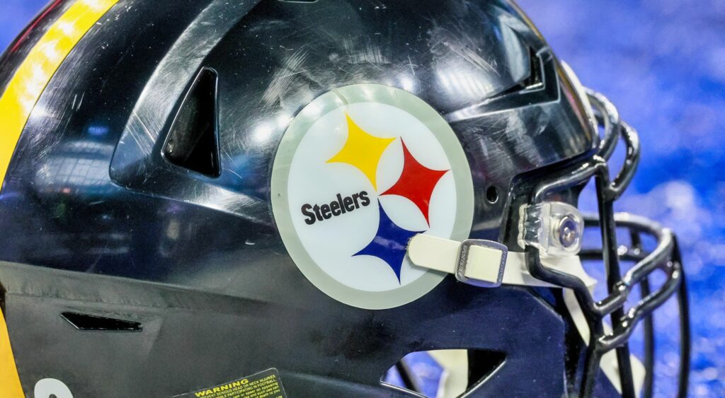 Steelers logo on a helmet.