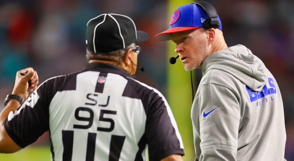 Bills coach Sean McDermott speaking to NFL referee