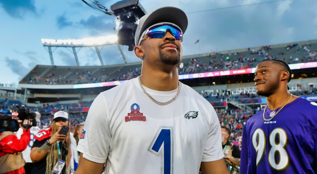 Jalen Hurts wearing shades at Pro Bowl