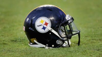 Pittsburgh Steelers helmet on ground