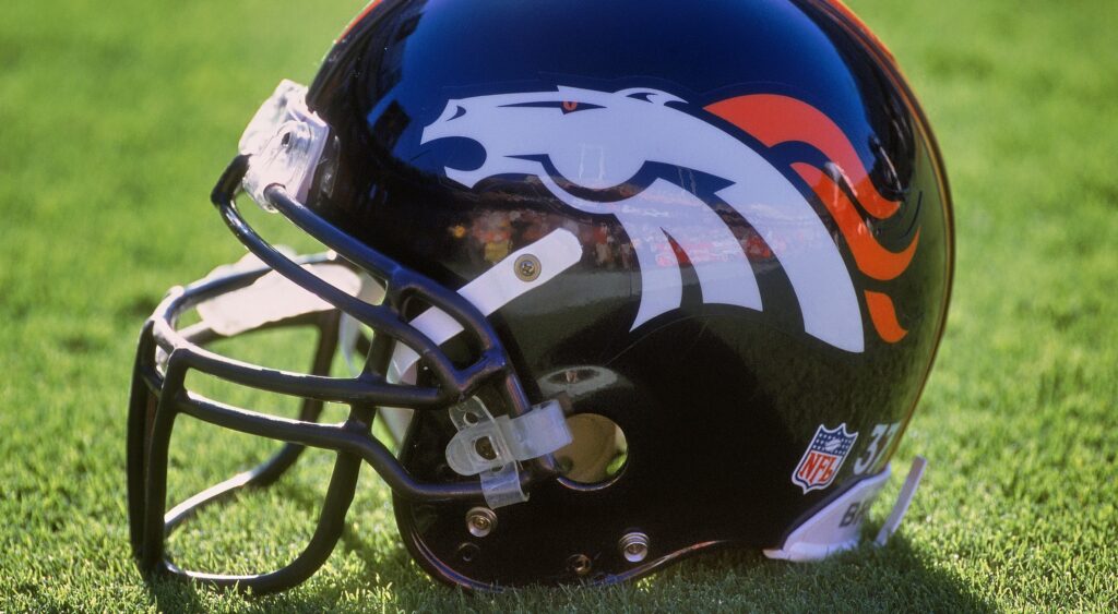 Denver Broncos helmet on ground