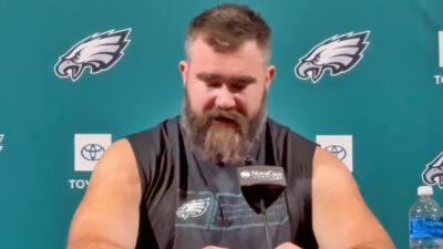 Jason Kelce speaking at retirement press conference