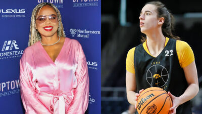Photo of Jemele Hill smiling and photo of Caitlin Clark holding a basketball