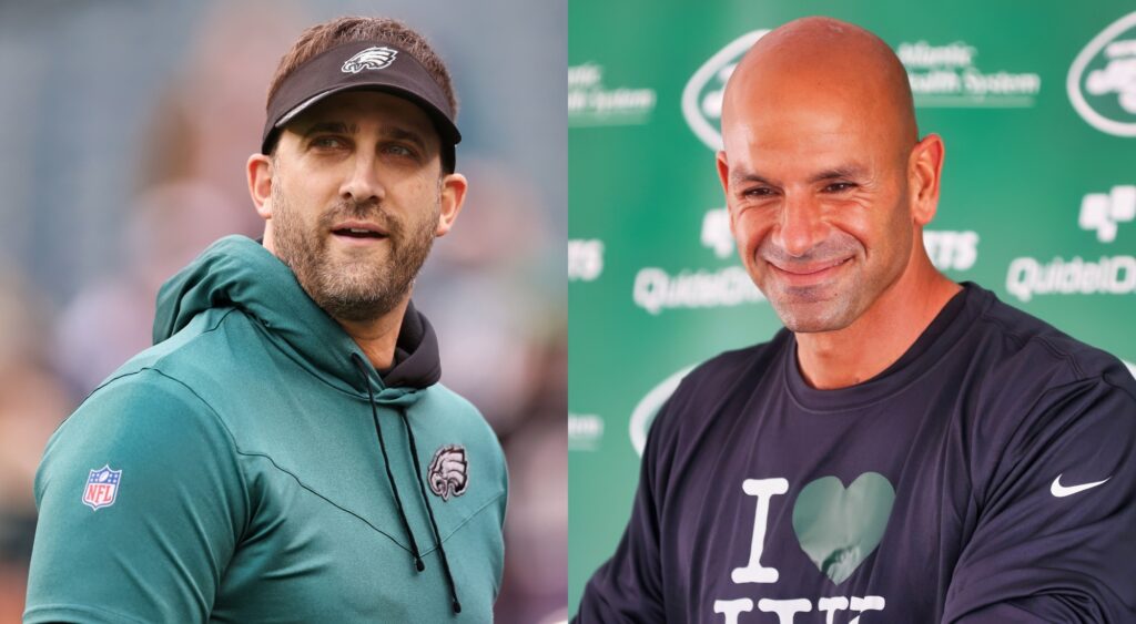 Philadelphia Eagles head coach Nick Sirianni and New York Jets head coach Robert Saleh.
