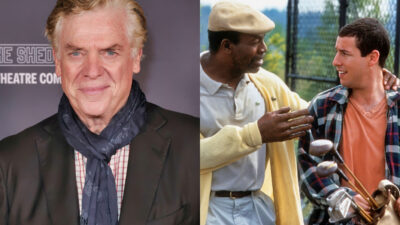 Photo of Shooter McGavin smiling and photo from Happy Gilmore movie