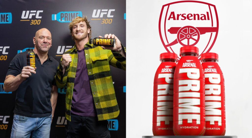 UFC 300 Special Edition, Arsenal FC gets special treatment from Logan Paul's PRIME (Image Credit PRIME Instagram)