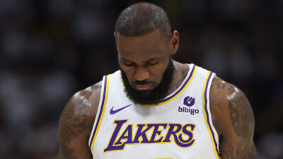 Lakers star LeBron James disappointed after the loss against the Nuggets.