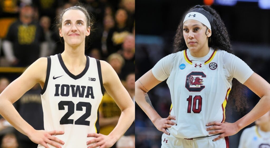 Caitlin Clark and Camilla Cardoso. The two females will square off in the 2024 NCAA Women's national title game.