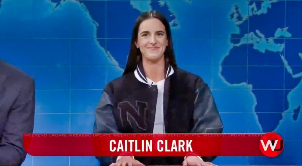 Caitlin Clark on the set at Saturday Night Live.