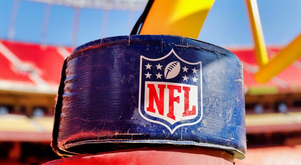 NFL logo on the goal post. The NFL announced it's first game in Brazil between the Eagles and Packers.