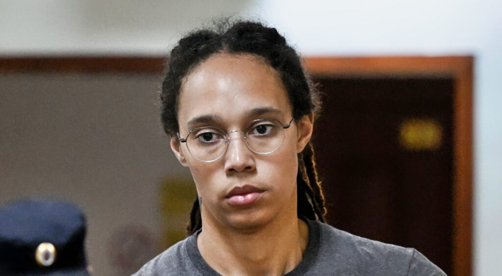 Brittney Griner arriving at a hearing.