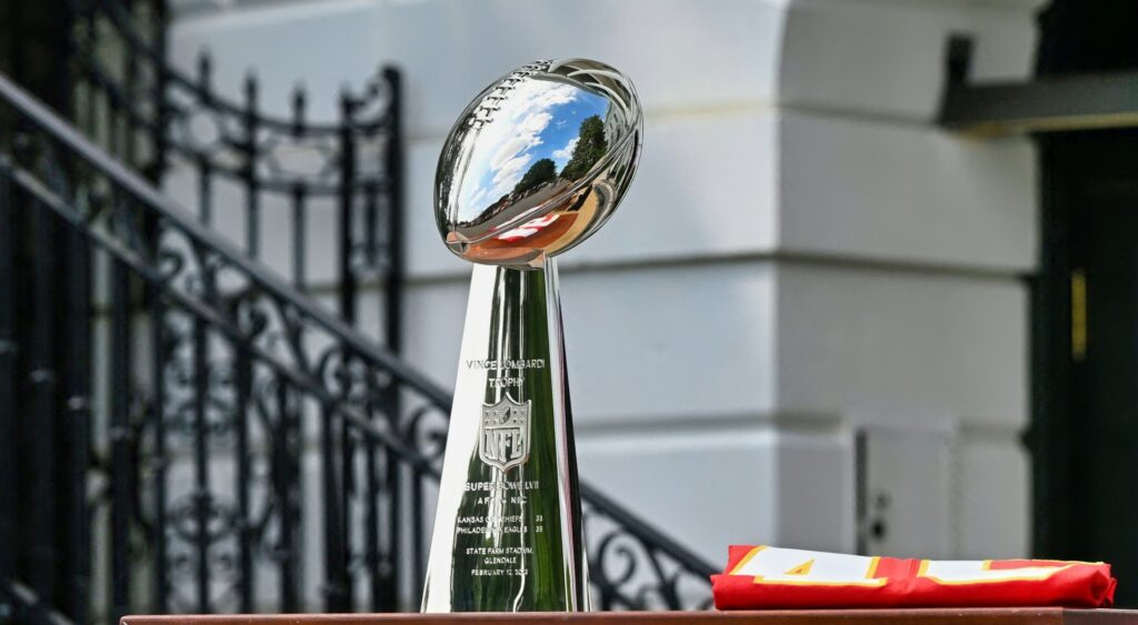 Super BowlLombardi Trophy on display.