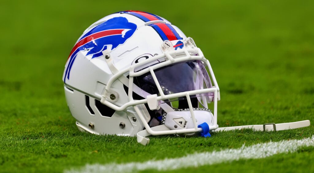 Buffalo Bills helmet shown on field.