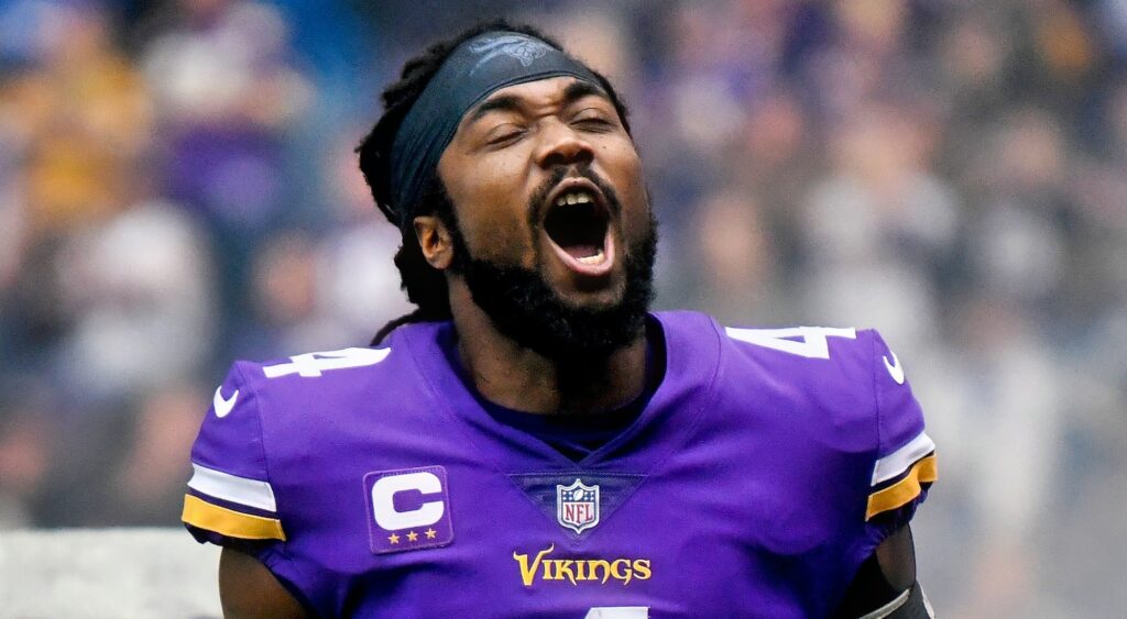 Dalvin Cook yelling in Vikings jersey