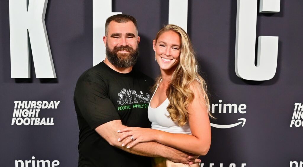 Jason and Kylie Kelce at event.
