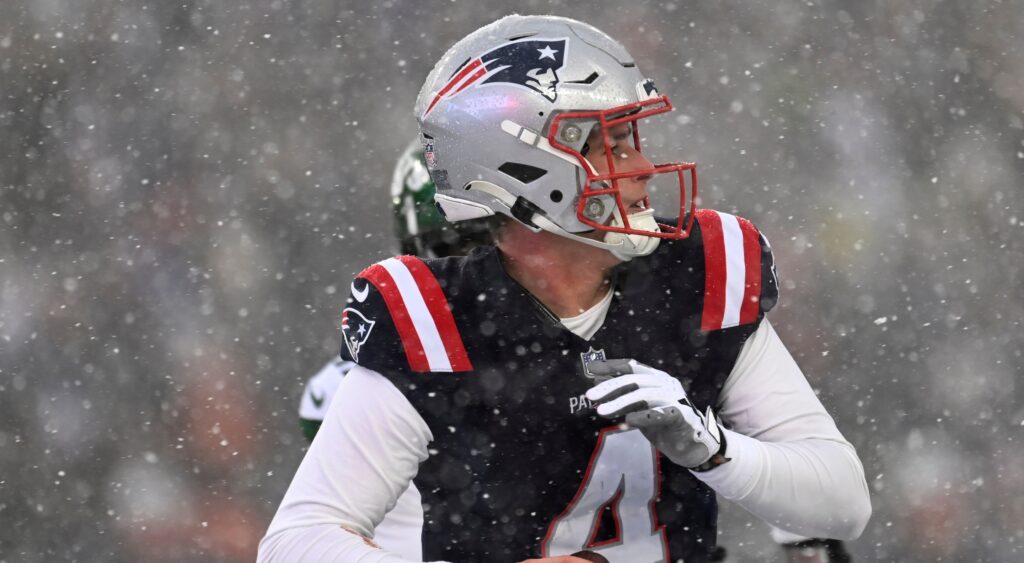 Patriots QB Bailey Zappe during a game