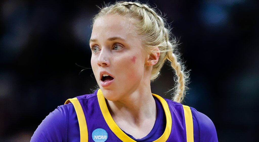 LSU's Hailey Van Lith looks on during a game.