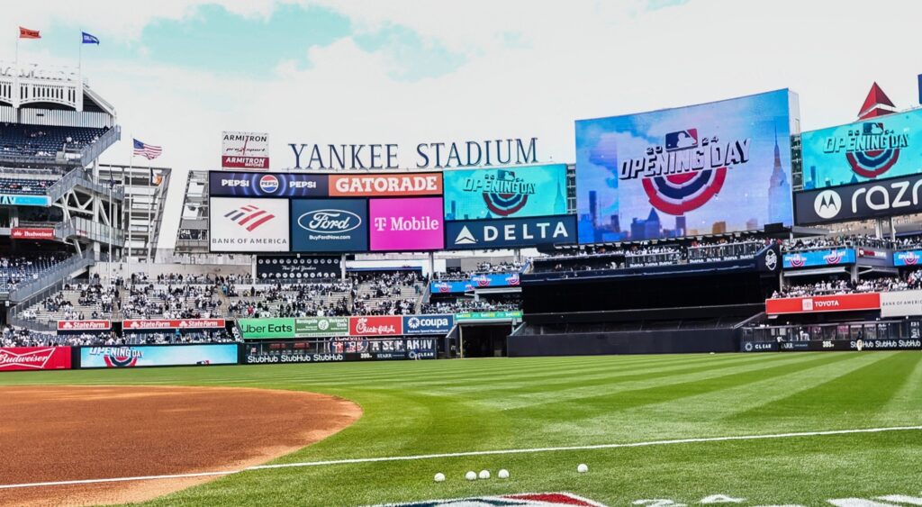 A view of Yankee Stadium from the field.