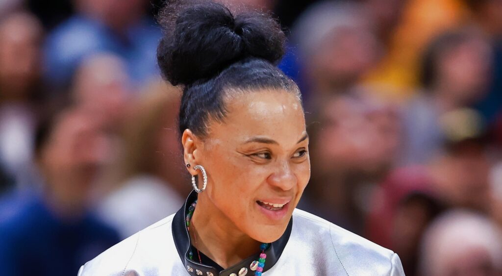 Dawn Staley looks on during the national championship game.
