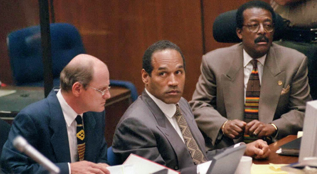 OJ Simpson in court with his defense team