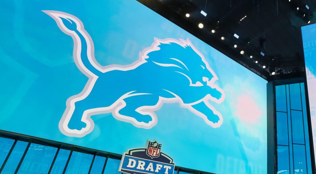 Detroit Lions logo at the NFL Draft