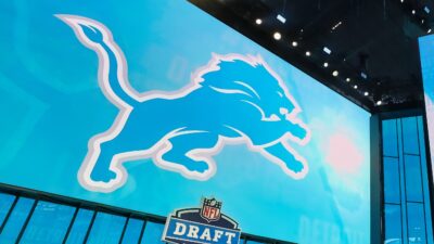 Detroit Lions logo at NFL Draft