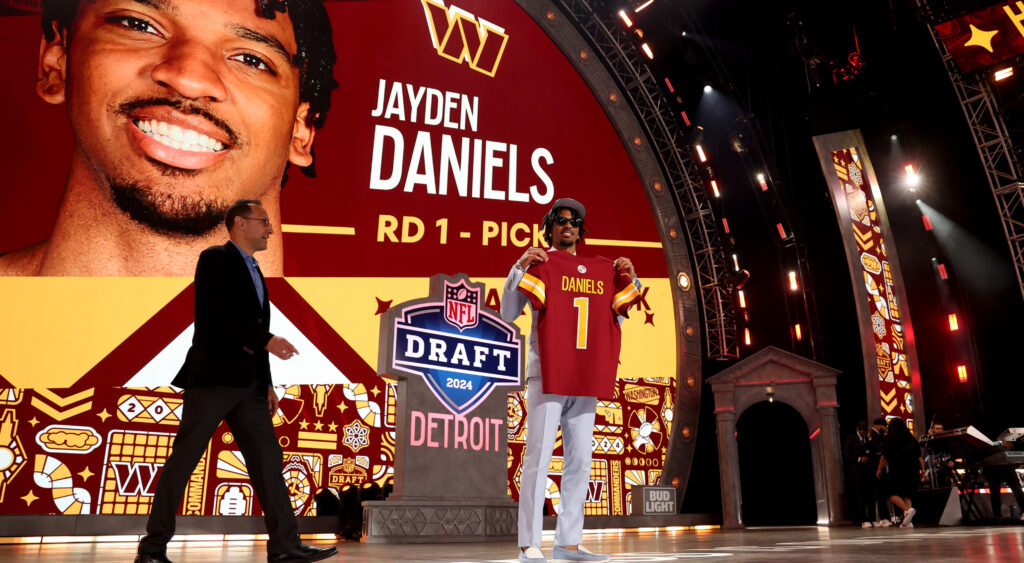 Washington Commanders QB Jayden Daniels at the NFL Draft.