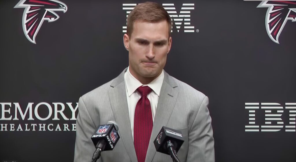 Kirk Cousins speaking at his introductory press conference.