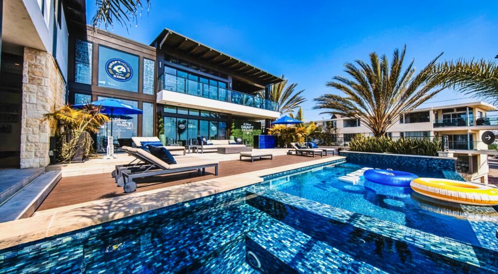 The Los Angeles Rams' Draft House with a pool.