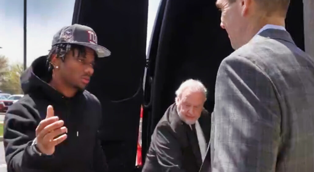 Malik Nabers arriving at Giants facility