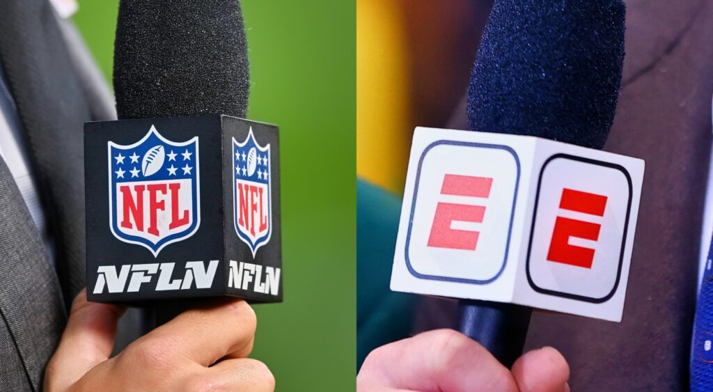 NFL Network microphone and ESPN microphone.