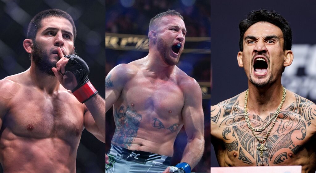Islam Makhachev, Justin Gaethje, and Max Holloway