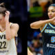 Photos of Caitlin Clark and Angel Reese in their respective team uniforms