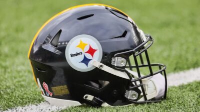 Pittsburgh Steelers helmet on ground