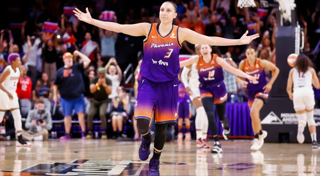 Diana Taurasi with her arms open