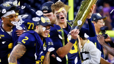 Michigan players celebrating national title win